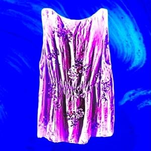 Torrid Lg Floral Lavender Split V-neck Sleeveless Empire Waistline Blouse